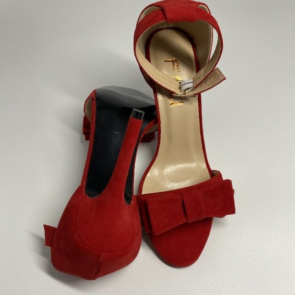 FSJ Women Front Bowknots Open Toe Thin High Heels - Picture 10 of 12